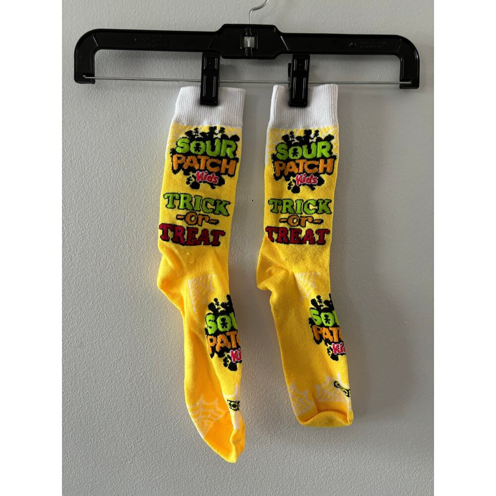 Sour Patch Kids Socks Adult Yellow Trick Or Treat Halloween Crew Length